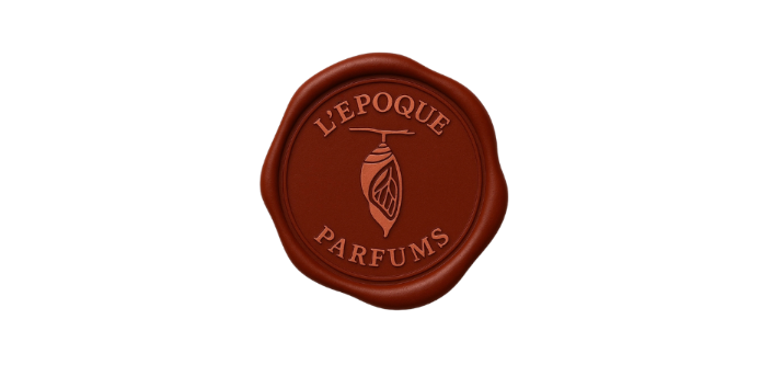 red wax seal with 'L'Epoque Parfums' branding on a white backgroun