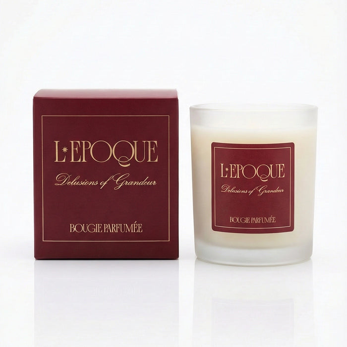 Delusions of Grandeur scented candle boozy amber tobacco 8oz 40 hour burn - L'Epoque Parfums