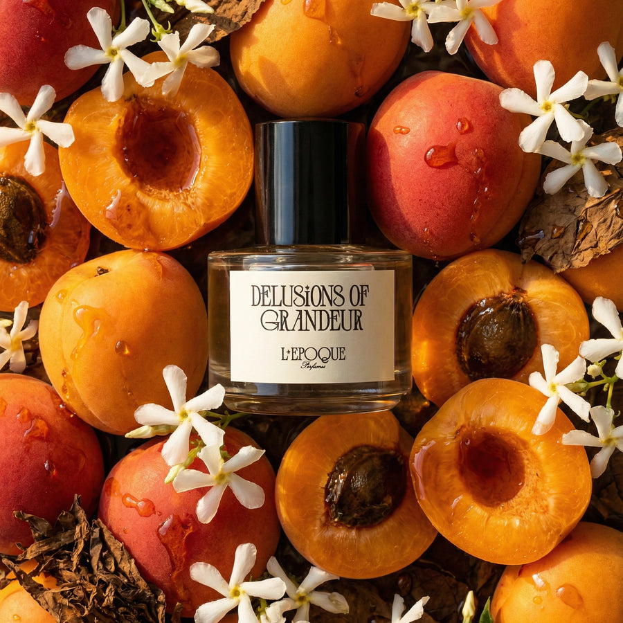 Delusions of Grandeur boozy EDP with apricot rum amber and sandalwood - L'Epoque Parfums